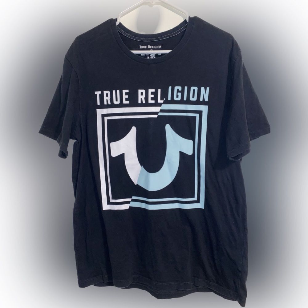 True Religion World Tour Splice Western U Short Sleeve Tee Shirt Men’s Large